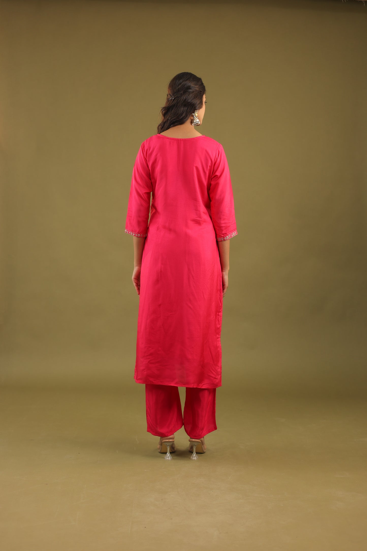 Regal Allure – Embroidered Dola Silk Suit Set for Women