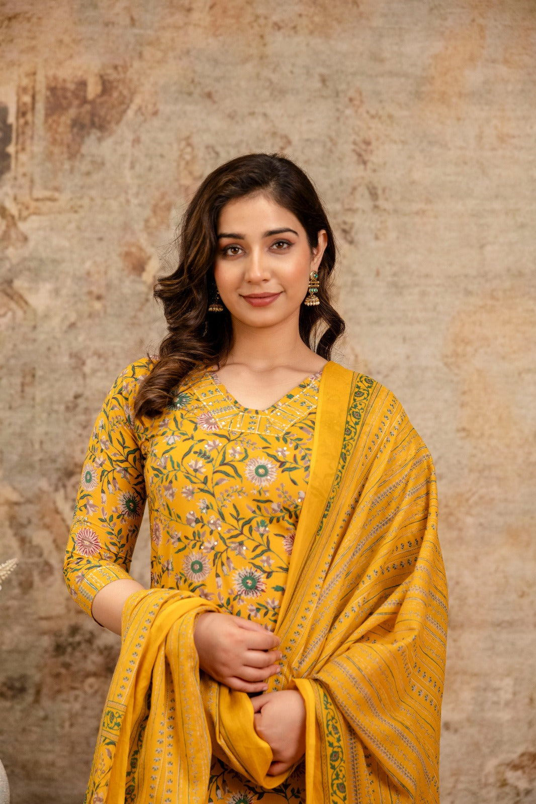 Elegant Pure Cotton Dress with Matching Dupatta – Breathable & Stylish Yellow