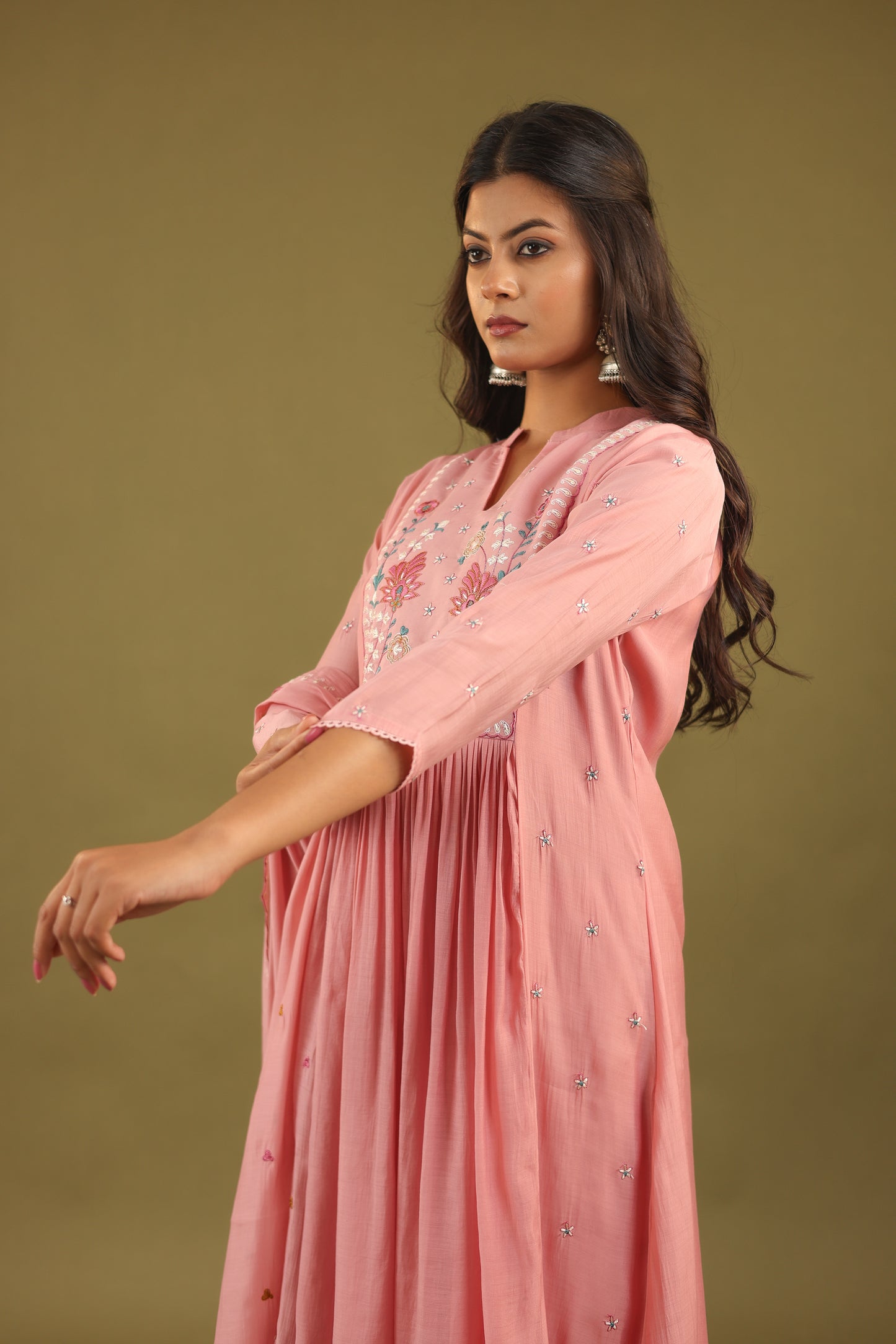 Graceful Radiance – Mul Chanderi Embroidered Suit Set