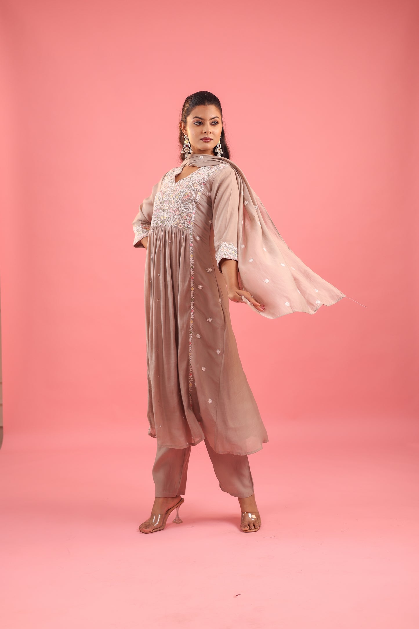 Graceful Radiance – Mul Chanderi Embroidered Suit Set