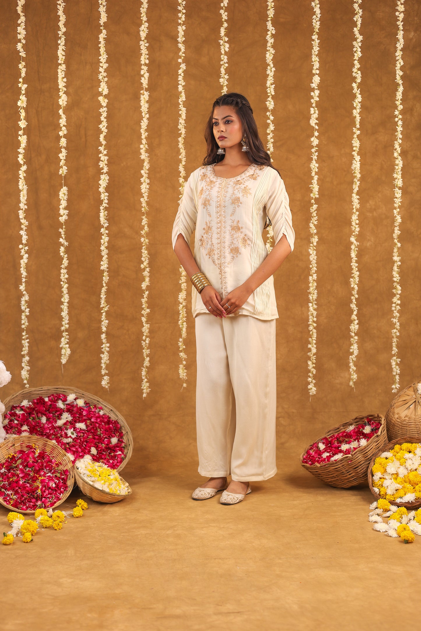 Serene Bloom Chinon Embroidered Co-ord set