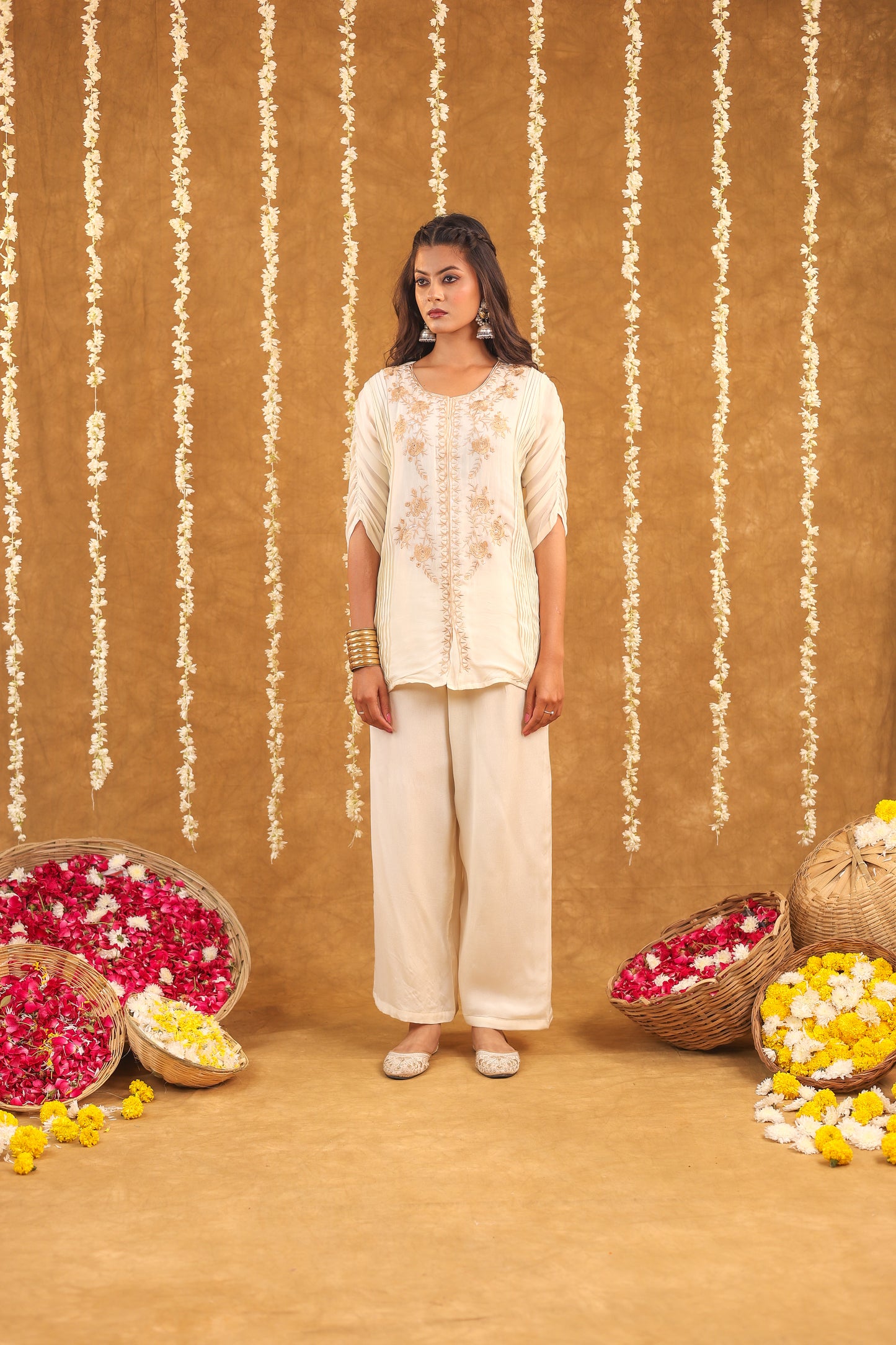 Serene Bloom Chinon Embroidered Co-ord set