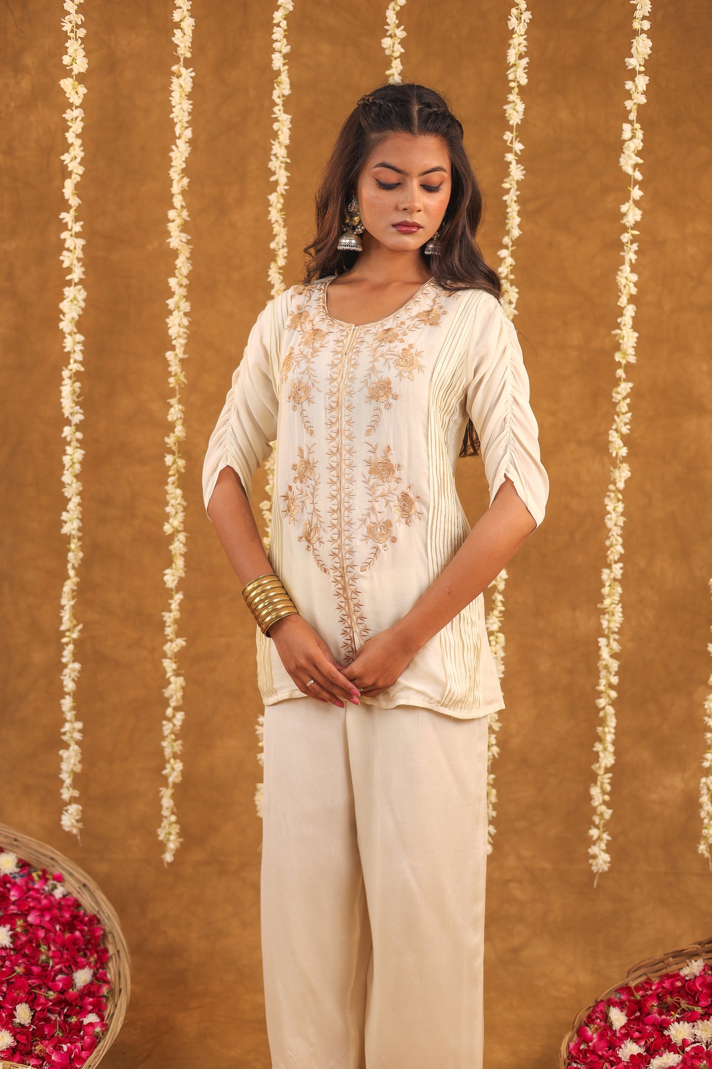 Serene Bloom Chinon Embroidered Co-ord set