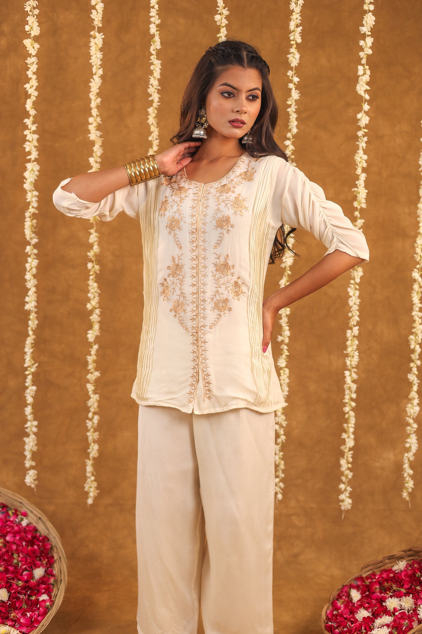 Serene Bloom Chinon Embroidered Co-ord set