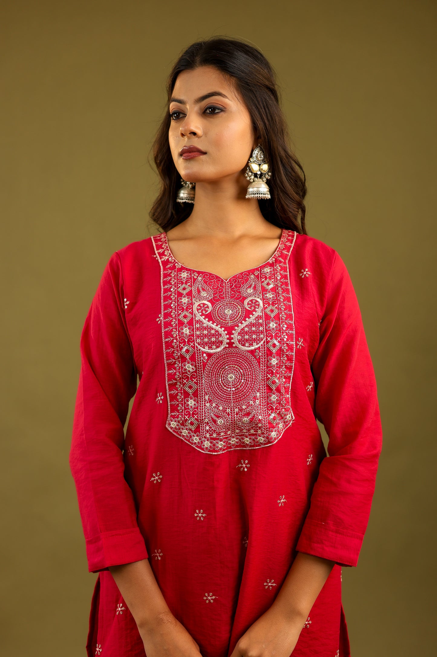 Graceful Radiance – Mul Chanderi Embroidered Suit Set