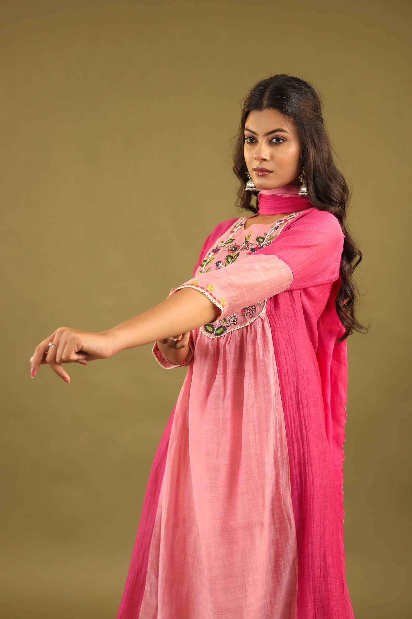 Graceful Radiance – Mul Chanderi Embroidered Suit Set